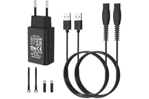 GOLDFOX 5 V do Philips One Blade ładowarka do Oneblade QP2724, QP2824, S3243, MG5910, MG7910, QP1924, X3052, kabel sieciowy ładowarka, trymer, golarka, zasilacz sieciowy [2-pak kabli z adapterem]