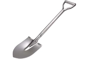 LUBAN Stainless Steel Shovel Length 80 mm Round Metal Shovel with D Handle, Rustproof Spade Shovel with Tapered Blade for Gardening, Camping, Transplantation