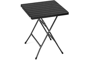 URBN GARDEN 60cm Black Rattan Wood-Look Square Folding Table Lightweight and Perfect for Outdoor Garden, Patio, Camping, and Picnic Use Stylish, Portable, and Durable for Outdoor Activities (Black)
