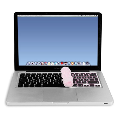 kwmobile Tastaturschutz Apple MacBook Air 13“/ Pro Retina 13“/ 15“ – QWERTZ Silikon Laptop Tastaturfolie – Notebook Tastaturschutzfolie Rahmen Design Pink Transparent - 2