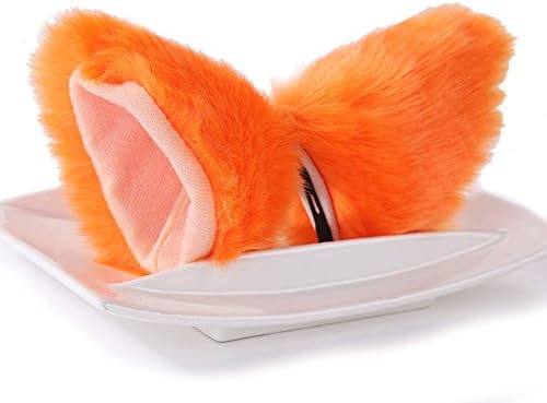LANGLUO Cat Fox Long Fur Ears Anime Cosplay Headband Halloween Cosplay Party Costum