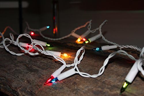 Christmas Tree Lights 50 Multi Coloured Filament Bulbs on White Wire by Christmas Direct