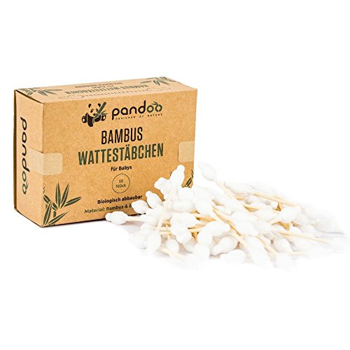 pandoo 4er Pack Bambus Wattestäbchen mit großem Sicherheitskopf | biologisch abbaubar, vegan & nachhaltig - 2