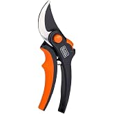 BLACK+DECKER Pruning Shears - Hardened Steel Blades - 13 MM - Black/Orange
