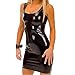 Produktbild ALWJ Sexy Dessous Hot PVC Faux Leder Latex-Outfit Rock Nightwear Porno Lenceria Baby Dolls Frauen Kurze Packung Hüften Kleid