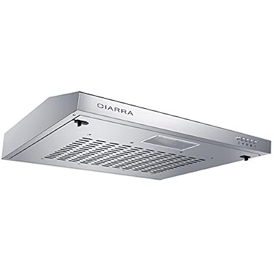 Ciarra Hotte à visière en acier inoxydable de 60 cm - Marque Ciarra - Fixation murale - Extracteur d'air pour cuisine
