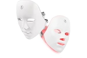 NUAL Mascara LED Facial Profesional de 7 Colores con carga USB - Mascara Facial LED Korean Skincare, Mascara para Rejuvenecimiento de Cara, Mascarilla LED - Red Light