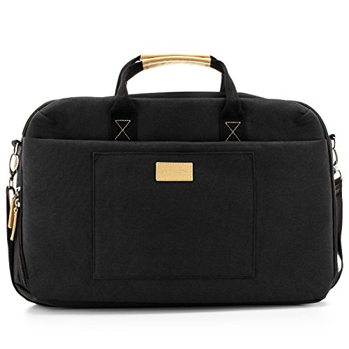 deleyCON Notebook-Tasche bis 15 6    Zoll  39 6cm  Laptop Notebook Netbook Macbook Tragetasche Schultertasche Schutztasche Leinengewebe Schwarz