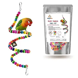 WiggleBoo Bird Bungee Spiral Toy | Hanging Cage Toy | for Exercise, Climbing, Swinging, Rocking & Chewing | 65cm