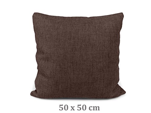 Kissenhülle in Struktur-Optik – erhältlich in 23 modernen Farben und 3 verschiedenen Größen, 50 x 50 cm, schokobraun - 2