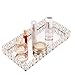 Produktbild QILICZ Spiegeltablett Dekotablett, Spiegel Tablett Glastablett Schmuck/Kosmetik Organizer Perlen verspiegelt Dekoration Tablett Kosmetik Platte Serviergeschirr Kerzentablett 36x19x5cm Silber