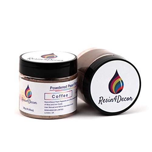 RESIN4DECOR Coffee pigmento Metallico in Polvere di Mica perlescente per progetti in Resina epossidica, Gioielli, progetti Artigianali, tavola epossidica, Lavagna, vassoi, Tele, Pittura, 25g