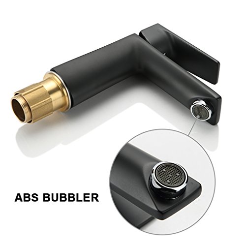 ubeegol Schwarz Waschtischarmatur Waschbecken Wasserhahn Badezimmer Badarmatur Mischbatterie Bad Einhebelmischer Waschtischbatterie Waschbeckenarmatur Einhandarmatur Einhebelarmatur Badarmaturen - 4