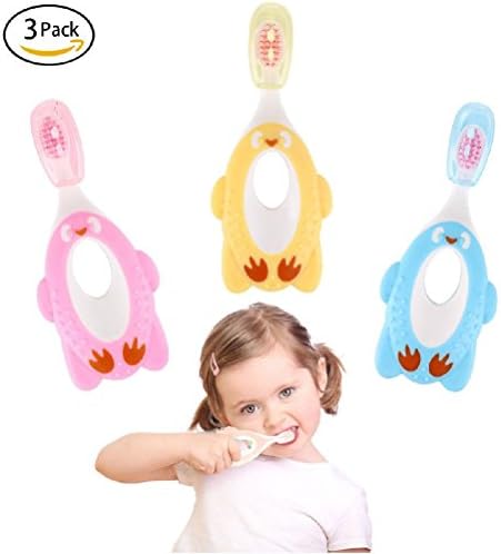 3 Pack Step 1 Toothbrush,Soft Bristles,Safety Training Toothbrush For 1- 6 Years Old