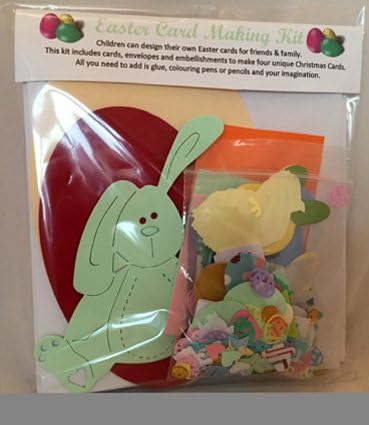 Wooden Dreams New Improved Children's Easter Card Making Kit, makes 4 cards includes cards, envelopes, shapes, papers, embellishments and more