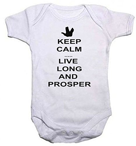 BABY GROW STAR TREK INSPIRED KEEP CALM... LIVE LONG AND PROSPER (0-3 UPTO 12LBS)