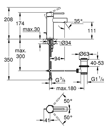 Grohe Essence Einhand-Waschtischbatterie (mit Zugstange), Wasserhahn, Armatur, Waschtischarmatur, Waschbecken, Mischbatterie, Wasserkran 32898001 - 2