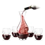 Juego de 4 copas de vino tinto 16 oz capacidad (473ml) - Hecho de cristal soplado a mano con curvas que proporcionan una cómoda colocación del dedo