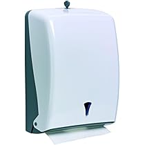 Dispenser Asciugamani Di Carta Bianco - Per Salviette Piegate A C, Capacit&agrave; 400 Fogli, 400x130x285mm