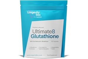 Longevity Box Ultimate 8 Glutathione – 120 Capsules – Advanced Antioxidant Complex with NAC, ALA, Vitamin C, E, Selenium, BioThistle & Piperine – Detox, Immunity & Healthy Aging