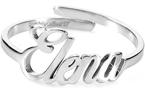 Flowers Anello Donna Con Nome in Acciaio inossidabile, Scritta Nome in Corsivo. Misura regolabile
