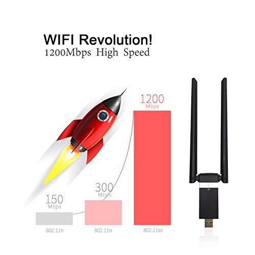  USB Wifi 1200Mpbs SUMGOTT Antera Adaptador Wifi USB 3 0 Inal  mbrico Dual Band Soporte de 5Ghz 867Mbps para PC con Windows XP   Vista   7 8 10   Max OSX