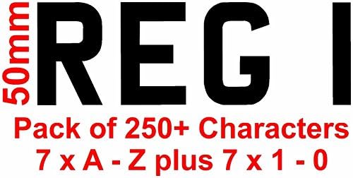 Number plate Registration number pack of 250+ (2inch / 50mm high characters)(Normal RED)