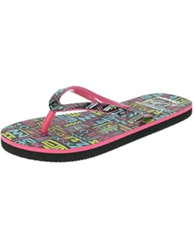 Beppi Teenager Mädchen Badelatschen Zehentrenner Badeschuhe Flip Flops Strandschuhe Schwarz gemustert