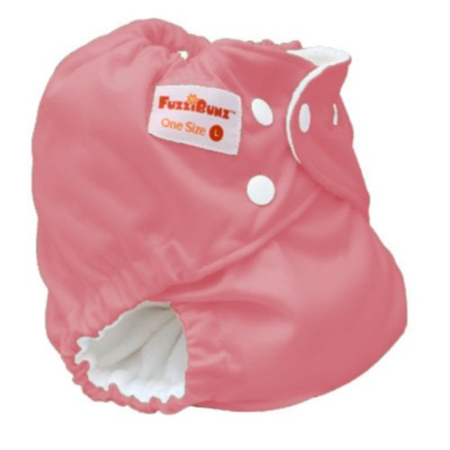 FuzziBunz One Size LARGE, pocket nappy, 10-45lbs, popper fastening, microfibre insert, BALLERINA PINK