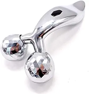 Plenteous 3D Y Shape Roller Massager Micro-current Big For Face And Full Body Relaxation Silver