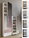 Mit großer Spiegeltür und 5 Fächern für 10-15 Paar Schuhe