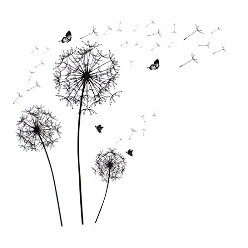 sourcingmap® Pusteblume Schmetterling Muster selbstklebend ablösbar Papier Wandtattoo, Wandbild Ornament
