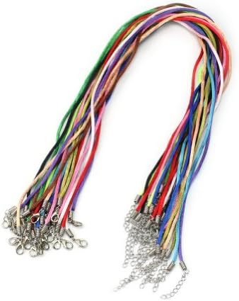 Pinzhi®25x Colorful Cotton Round Necklace Cord Lobster Clasp Extension Chain 500+50mm