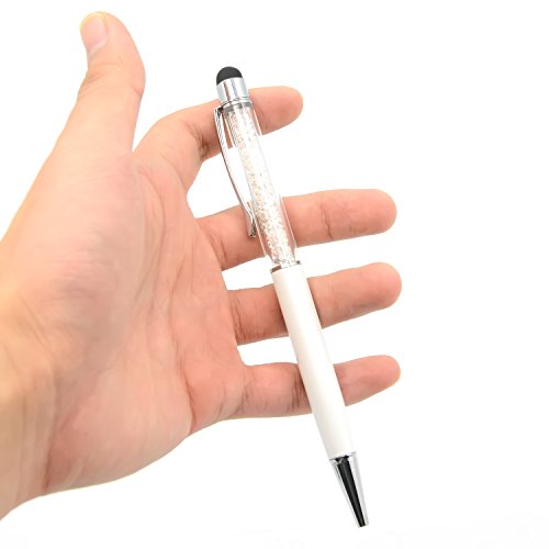 2 in 1-Multifunktions Bling Strass Griffel Touch Pen für iPad iPhone 6 6 Plus 5 5 s 5 C Samsung HTC Smart Phone Touch Screens weiss mit Kugelschreiber - 5