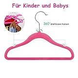 HOMFA Kinder 40er Kleiderbügel 30cm Samtkleiderbügel für Kinder und Baby mit Samt überzogen Draht Haken drehbar Antirutsch (40er rosa) - 2