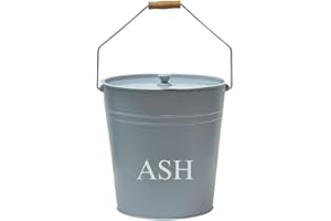 ELX Elex® 12L Galvanised Metal with lid Fireside Ash Bucket & Handle metal bucket with lid,log bucket,Ash bucket