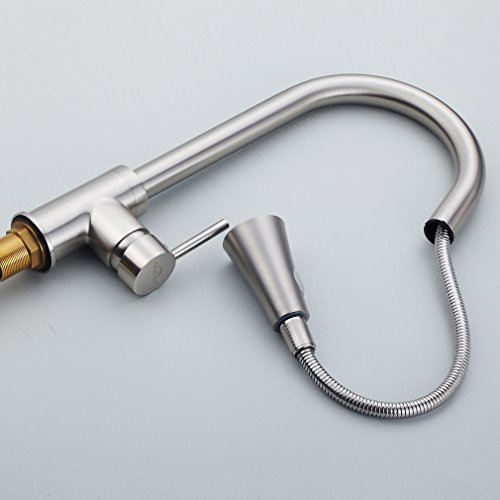 AuraLum 360°Drehbar Küchenarmatur mit herausziehbarem/ausziehbar Brause Küche Spültischarmatur Einhebelmischer Wasserhahn Mischbatterie Spülbecken Armatur - 6