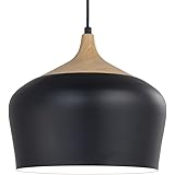 Karmiqi Ceiling Pendant Light Modern Chandelier with Wood Pattern Metal Shade, Simple Style Hanging Lighting Fixtures for Liv