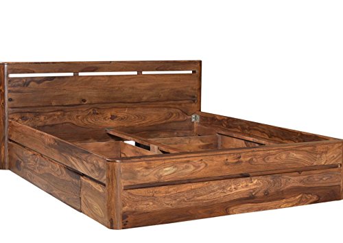 massivmoebel24 Bett mit Schublade Sheesham 180x200x90 walnuss lackiert TORONTO #254
