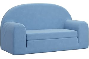 ‎VIDAXL vidaXL Kinder Schlafsofa 2-Sitzer, 2-in-1 Kindersofa mit Schlaffunktion, Kindersessel Sofa Abnehmbarer Bezug, Kindercouch Couch Kindermöbel, Blau Weicher Plüsch