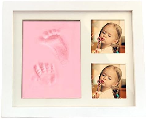 Elsatsang Best Baby Handprint and Footprint Picture Frame Kit - Baby Keepsake Preserves Priceless Memories,Non Toxic and Safe Clay ,Quality Wood Frame with Safe Acrylic Glass(Pink)