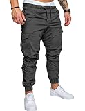 SOMTHRON Homme Ceinture élastique à long coton Jogging pantalons de survêtement Plus la taille Mode Sport Cargo Pantalons Shorts avec poches Joggers Activewear Pantalons (DG-M)