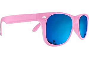 Mustavo Kids Childrens Blue Mirror Sunglasses Gloss Finish 100% UV400 Protection Fashion Glasses Fun Vibrant Colours For Ages 3-9 Years Old Boys Girls…