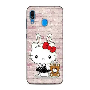 Jellybird Premium Lovely Cute Stylish Slim Lightweight Shock Proof Hard Back Case Mobile Cover for Samsung Galaxy A30 (Cat with Mouse 3D Printed)