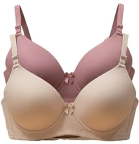 Buy Imsa Moda Women's Nylon Lycra Lightly Padded Full Coverage Wirefree T-Shirt Bra Combo Pack of 2 at Amazon.in
