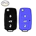 Produktbild 2 Stück Schlüsselhülle VW, E-Unicorn Autoschlüssel Schlüssel Hülle Silikon Tasche Volkswagen VW Golf 7 6 5 4 Skoda Fabia Passat Bora Lupo Schutzhülle Klappschlüssel Etui Schale Car Key Fernbedienung Blende Klappschlüssel - Schwarz Blau