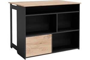 Vicco tavolo bar alto Dominic, Quercia dorata/Antracite, 116 x 37 cm 4x scomparti aperti e 1x porta