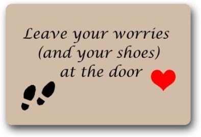JessPad Funny Shoes Off Doormat, Leave Your Worries Door Rug Coral Velvet Doormat Floor Mats