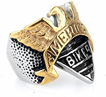 Sanmuhu Men's Vintage Stainless Steel American Biker Eagle Hawk Cast Ring Band size 10