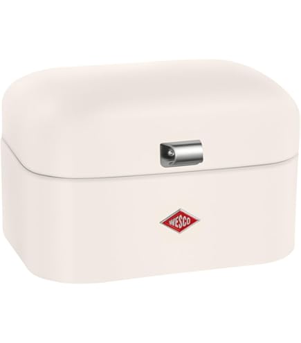 WESCO Broodtrommel Breadboy met klappervrij zwenkdeksel in de kleur mat grafiet, gepoedercoat plaatstaal, ventilatiegaten en stabiele handgreep